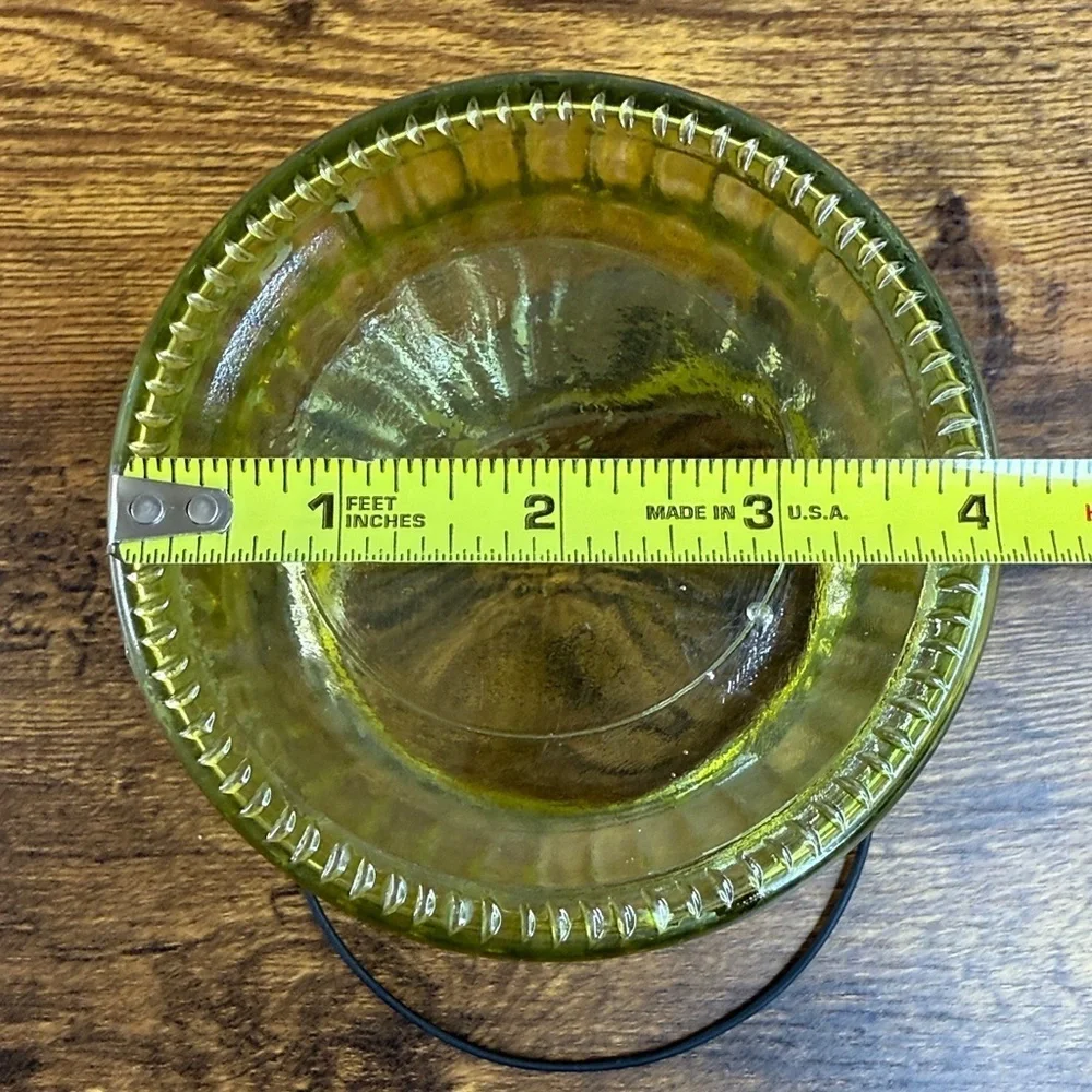 Ribbed Yellow Glass Candle Holder